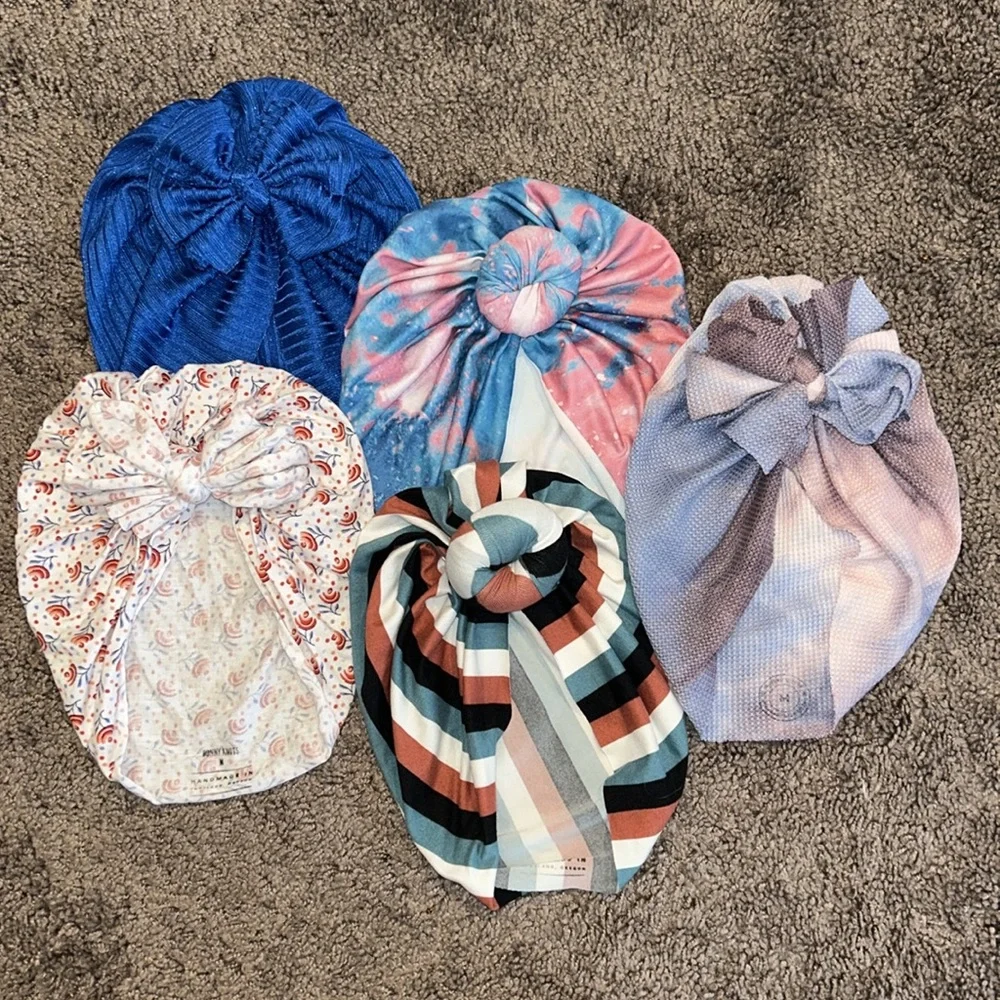 Bunny knots toddler turbans size medium ages 1-4 bundle of 5!